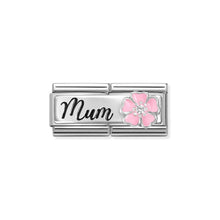 Load image into Gallery viewer, COMPOSABLE CLASSIC DOUBLE LINK 330734/18 MUM WITH PINK FLOWER IN 925 SILVER