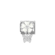 Load image into Gallery viewer, COMPOSABLE CLASSIC LINK 331814/05 WHITE FLOWER AND BUTTERFLY CZ CHARM IN 925 SILVER
