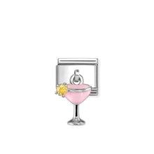 Load image into Gallery viewer, COMPOSABLE CLASSIC LINK 331815/18 PINK COCKTAIL PENDANT CHARM IN SILVER & YELLOW CZ