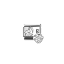 Load image into Gallery viewer, COMPOSABLE CLASSIC LINK 331817/15 PAVÉ HEARTS CHARM IN SILVER AND CZ
