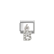 Load image into Gallery viewer, COMPOSABLE CLASSIC LINK 331818/02 LETTER B CHARM IN SILVER AND CZ