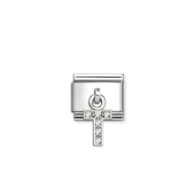 Load image into Gallery viewer, COMPOSABLE CLASSIC LINK 331818/20 LETTER T CHARM IN SILVER AND CZ