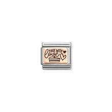 Load image into Gallery viewer, COMPOSABLE CLASSIC LINK 430111/24 MADE WITH LOVE 9K ROSE GOLD AND BLACK ENAMEL