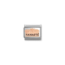 Load image into Gallery viewer, COMPOSABLE CLASSIC LINK 430202/43 NAMASTE WITH FLOWERS IN 9K ROSE GOLD & ENAMEL