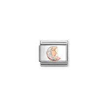 Load image into Gallery viewer, COMPOSABLE CLASSIC LINK 430205/05 SILVER GLITTER MOON IN 9K ROSE GOLD