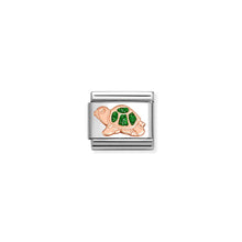 Load image into Gallery viewer, COMPOSABLE CLASSIC LINK 430205/35 GREEN GLITTER TURTLE IN 9K ROSE GOLD