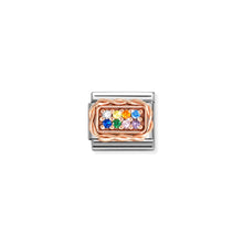Load image into Gallery viewer, COMPOSABLE CLASSIC LINK 430318/17 PAVÉ SET 9K ROSE GOLD & RAINBOW CZ