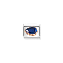 Load image into Gallery viewer, COMPOSABLE CLASSIC LINK 430605/007 TEAR DROP LEFT 9K ROSE GOLD & DARK BLUE CZ