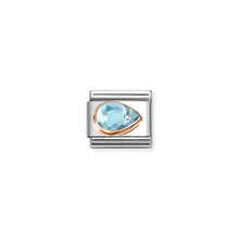 Load image into Gallery viewer, COMPOSABLE CLASSIC LINK 430606/006 TEAR DROP RIGHT 9K ROSE GOLD & LIGHT BLUE CZ