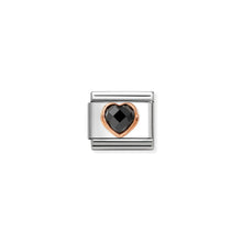 Load image into Gallery viewer, COMPOSABLE CLASSIC LINK 430607/011 BLACK CZ HEART IN 9K ROSE GOLD