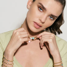 Load image into Gallery viewer, EMOSFERE GOLD BRACELET 134212/002 MULTI HEARTS WITH AQUA ENAMEL