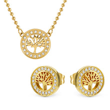 Load image into Gallery viewer, SOFFIO D'AMORE EARRINGS 134008/017 GOLD TREE OF LIFE WITH CZ