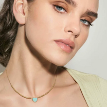 Load image into Gallery viewer, EMOSFERE GOLD NECKLACE 134214/002 HEART WITH AQUA ENAMEL