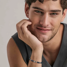 Load image into Gallery viewer, ATLANTE STAINLESS STEEL ECO LEATHER BRACELET 027507/062 ANCHOR SODALITE