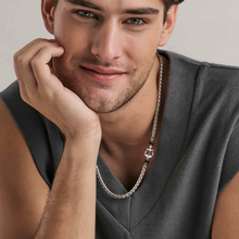 Load image into Gallery viewer, ATLANTE STAINLESS STEEL NECKLACE 027508/063 ANCHOR BLACK AGATE