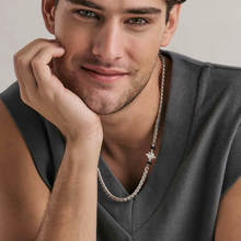 Load image into Gallery viewer, ATLANTE STAINLESS STEEL NECKLACE 027508/060 WIND ROSE BLACK AGATE