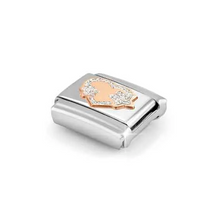 Load image into Gallery viewer, COMPOSABLE CLASSIC LINK 430202/42 SILVER GLITTER HEART & STARS IN 9K ROSE GOLD & ENAMEL