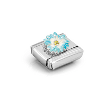 Load image into Gallery viewer, COMPOSABLE CLASSIC LINK 330321/06 ENAMEL BLUE FLOWER IN 925 SILVER