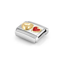 Load image into Gallery viewer, COMPOSABLE CLASSIC LINK 030283/32 RAISED HEART & RED HEART IN 18K GOLD AND ENAMEL