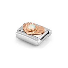 Load image into Gallery viewer, COMPOSABLE CLASSIC LINK 430516/13 HEART WITH ETCHED DETAIL AND WHITE OPAL IN 9K ROSE GOLD