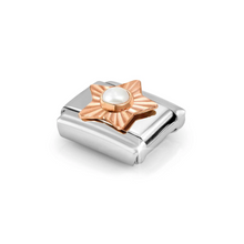 Load image into Gallery viewer, COMPOSABLE CLASSIC LINK 430515/13 STAR WITH ETCHED DETAIL AND WHITE PEARL IN 9K ROSE GOLD