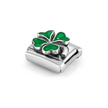 Load image into Gallery viewer, COMPOSABLE CLASSIC LINK 330204/42 GREEN FOUR LEAF CLOVER IN SILVER AND ENAMEL
