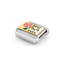 Load image into Gallery viewer, COMPOSABLE CLASSIC LINK 030289/14 BEST MUM EVER IN 18K GOLD & ENAMEL