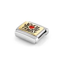 Load image into Gallery viewer, COMPOSABLE CLASSIC LINK 030289/07 FAMILY WITH RED HEART IN 18K GOLD AND ENAMEL