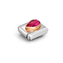 Load image into Gallery viewer, COMPOSABLE CLASSIC LINK 430605/005 TEAR DROP LEFT 9K ROSE GOLD & RED CZ