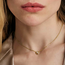 Load image into Gallery viewer, COSMIC LOVE NECKLACE 241706/054 GOLD SMALL CIRCLE WITH WHITE CZ