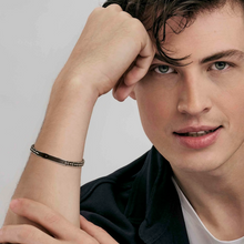 Load image into Gallery viewer, STRONG DIAMOND BRACELET 028324/030 BLACK & STAINLESS STEEL CHAIN WITH BLACK DIAMOND