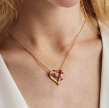 Load image into Gallery viewer, MOSAICA NECKLACE 241604/012 GOLD, PINK & GREEN CZ HEART