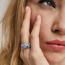 Load image into Gallery viewer, MOSAICA MEDIUM RING 241600/010 SILVER WITH WHITE & BLUE CZ