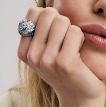 Load image into Gallery viewer, MOSAICA WIDE RING 241601/010 SILVER WITH WHITE & BLUE CZ