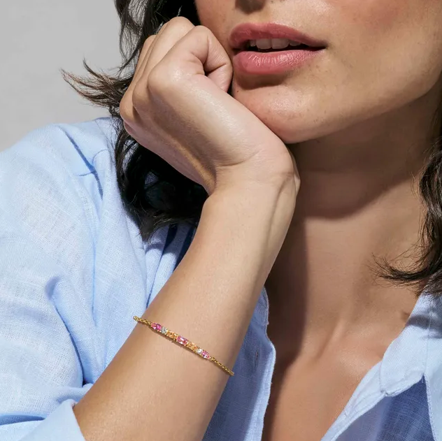 ４℃ 2024 Spring Collection K10YG Bracelet COLOUR WAVE BRACELET 149852/024 GOLD PINK CHAMPAGNE CZ ON CHAIN