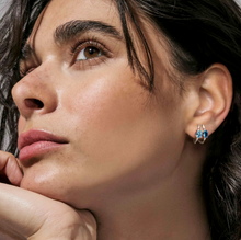 Load image into Gallery viewer, COLOUR WAVE EARRINGS 149859/061 STERLING SILVER BLUE & LAVENDER CZ