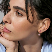 Load image into Gallery viewer, COLOUR WAVE AURORA EARRINGS 149860/024 GOLD PINK & CHAMPAGNE CZ