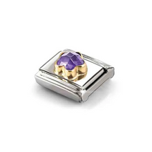 Load image into Gallery viewer, COMPOSABLE CLASSIC LINK 030615/001 PURPLE CZ FLOWER IN 18K GOLD