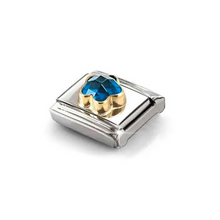 Load image into Gallery viewer, COMPOSABLE CLASSIC LINK 030615/007 BLUE CZ FLOWER IN 18K GOLD