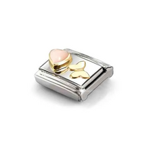 Load image into Gallery viewer, COMPOSABLE CLASSIC LINK 030523/12 PINK CORAL HEART & BUTTERFLY IN 18K GOLD