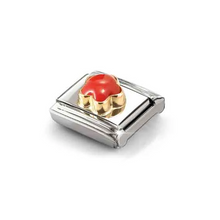 Load image into Gallery viewer, COMPOSABLE CLASSIC LINK 030522/11 RED CORAL FLOWER IN 18K GOLD