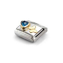 Load image into Gallery viewer, COMPOSABLE CLASSIC LINK 030613/16 BLUE CZ HEART & BUTTERFLY IN 18K GOLD