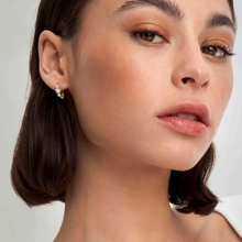 Load image into Gallery viewer, COLOUR WAVE EARRINGS 149822/011 ROSE GOLD & COLOURED CZ