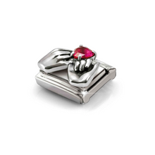Load image into Gallery viewer, COMPOSABLE CLASSIC LINK 330327/33 HANDS WITH RED CZ HEART IN SILVER