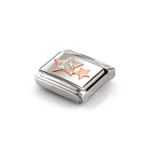 Load image into Gallery viewer, COMPOSABLE CLASSIC LINK 430205/29 SILVER GLITTER STARS IN 9K ROSE GOLD