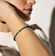 Load image into Gallery viewer, SIREN DREAM OPEN BANGLE 243309/045 GOLD, MALACHITE & WHITE CZ