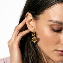 Load image into Gallery viewer, WEAR & STYLE EARRINGS 134514/006 GOLDEN HEART PENDANTS