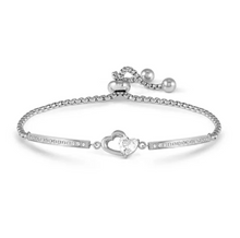 Load image into Gallery viewer, MILLELUCI REFINED BRACELET WITH CZ 028019/022 SILVER DOUBLE HEARTS WITH CZ