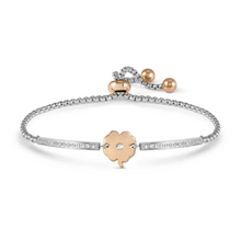 Load image into Gallery viewer, MILLELUCI REFINED BRACELET WITH CZ 028017/006 ROSE GOLD FOUR LEAF CLOVER WITH CZ