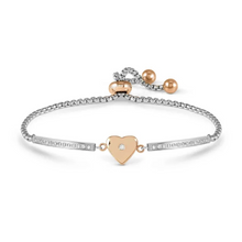 Load image into Gallery viewer, MILLELUCI REFINED BRACELET WITH CZ 028017/022 ROSE GOLD HEART WITH CZ